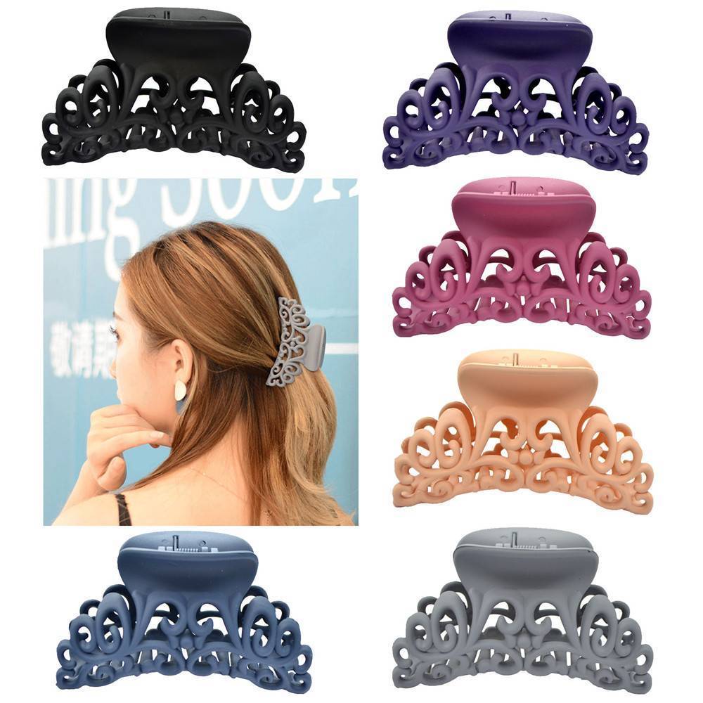 Vrouwen Scrub Zwart Plastic Haar Klauw Clip Hollow Out Carving Krab Haar Grote Maat Hoofddeksels Haaraccessoires voor Meisjes Solid