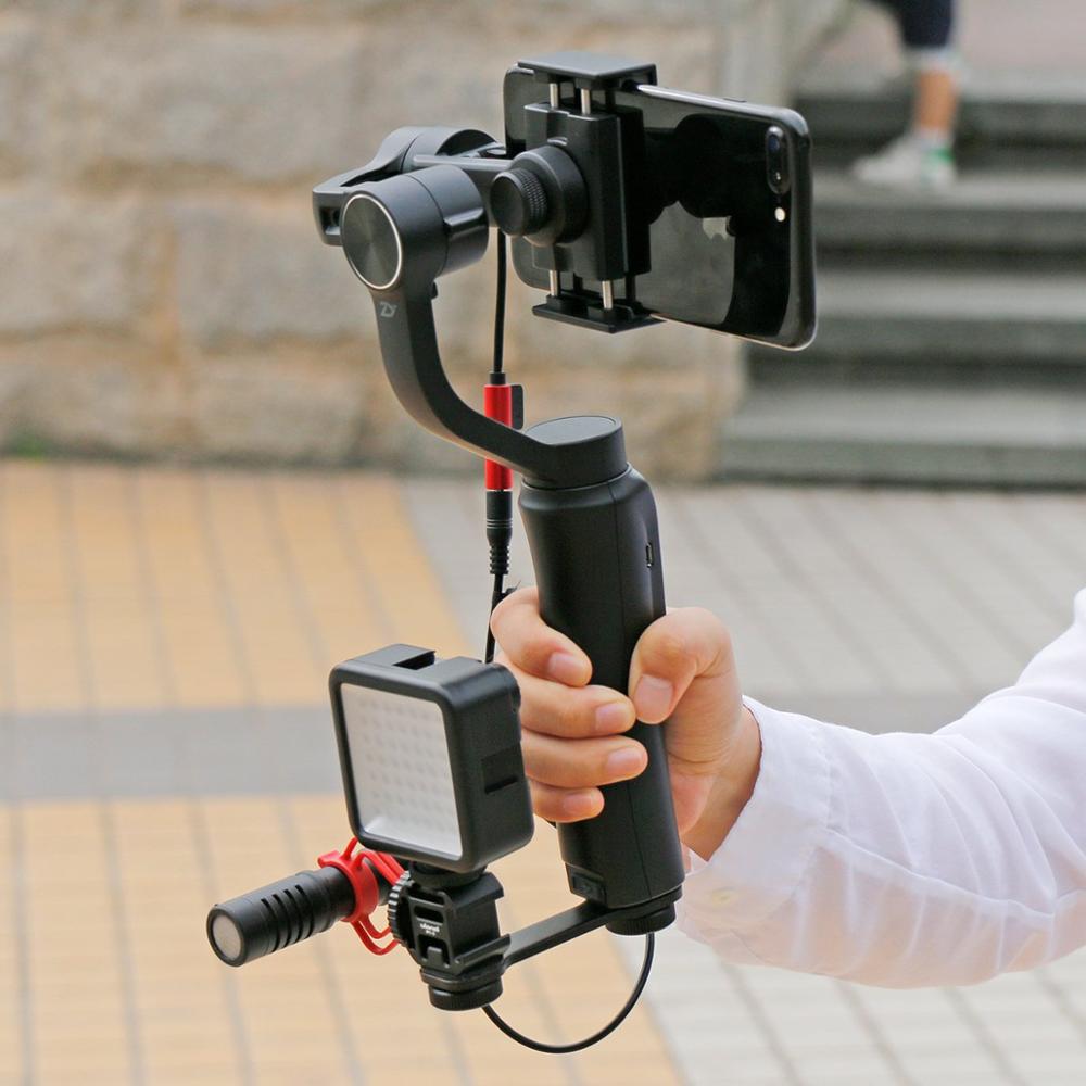 verdreifachen Kalten Schuh Montieren Mikrofon LED Video Licht einstellen für DJI OSMO Handy, Mobiltelefon 2 Zhiyun Glatte 4/Feiyu Vimble 2 Gimbal Stabilisator
