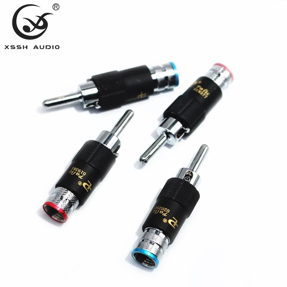 8 stücke YIVO Hallo-Ende Gold Rhodium Überzogene Audio- Video Lautsprecher Jack Kupfer 8mm selbst-Verriegelung Männlichen connecter Banane Stecker