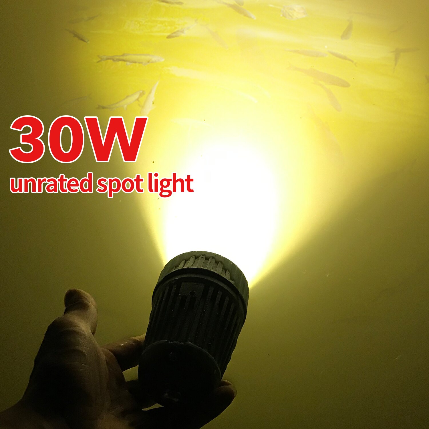 30W Spotlight Deep Water attract fish light White Yellow color Submersible Underwater Fishing Light