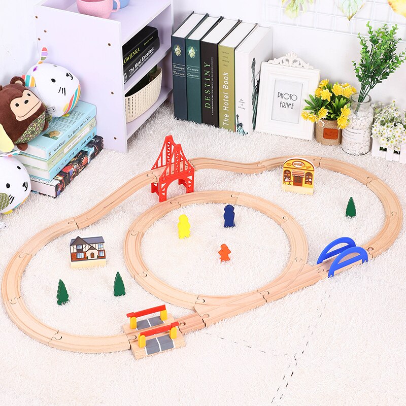 Ferroviarie di legno Giocattolo Semplice Set Per Bambini Giocattoli Compatibile con I Principali di Marca Pista Blocchi di Puzzle Giocattoli Educativi Per I Bambini: 6