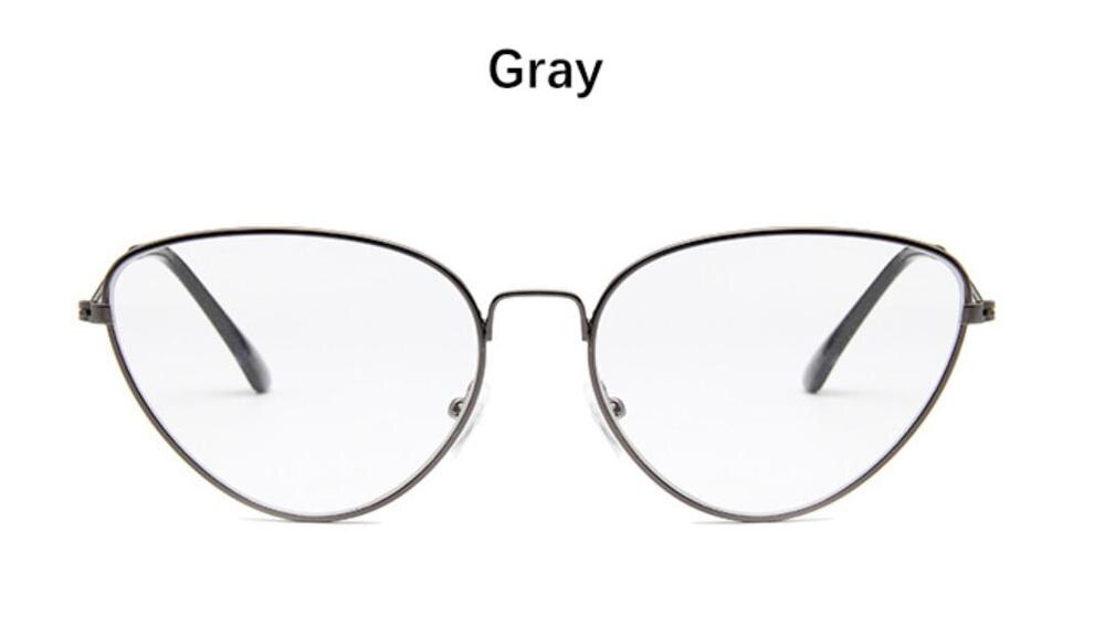Óculos gatinho de metal fino, óculos femininos transparentes de marca de luxo, óculos retrô para mulheres: Gray frame