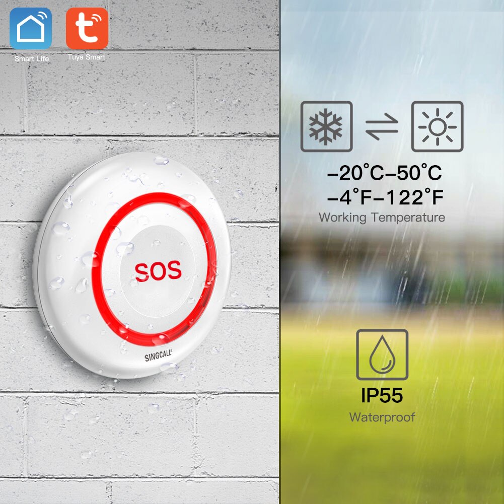 SINGCALL Tuya WiFi Smart SOS allarme pulsante di emergenza per disabili assistenza cercapersone sistema di allarme infermiera Wireless per anziani