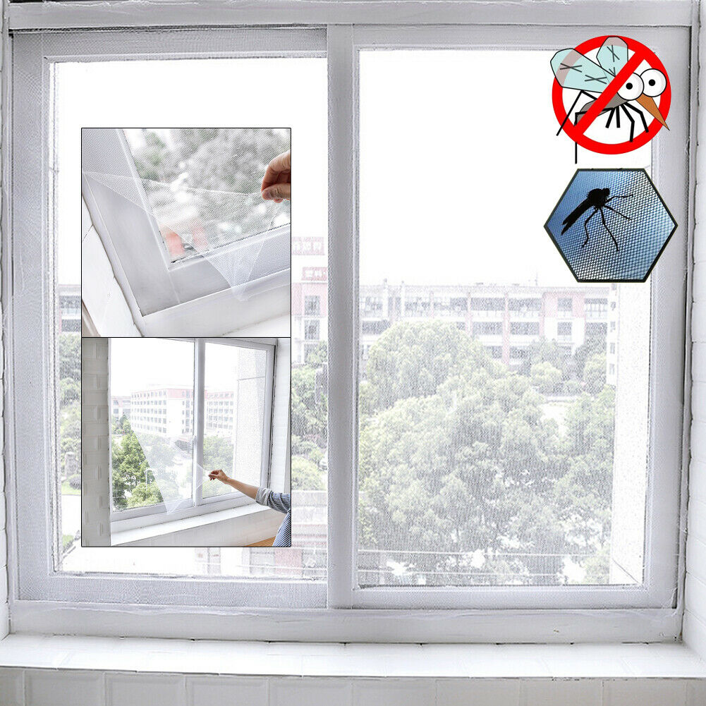 Window Insect Screen LARGE Mosquito Wasp Fly Bug Door White Mesh Net Self Grip Window Screens