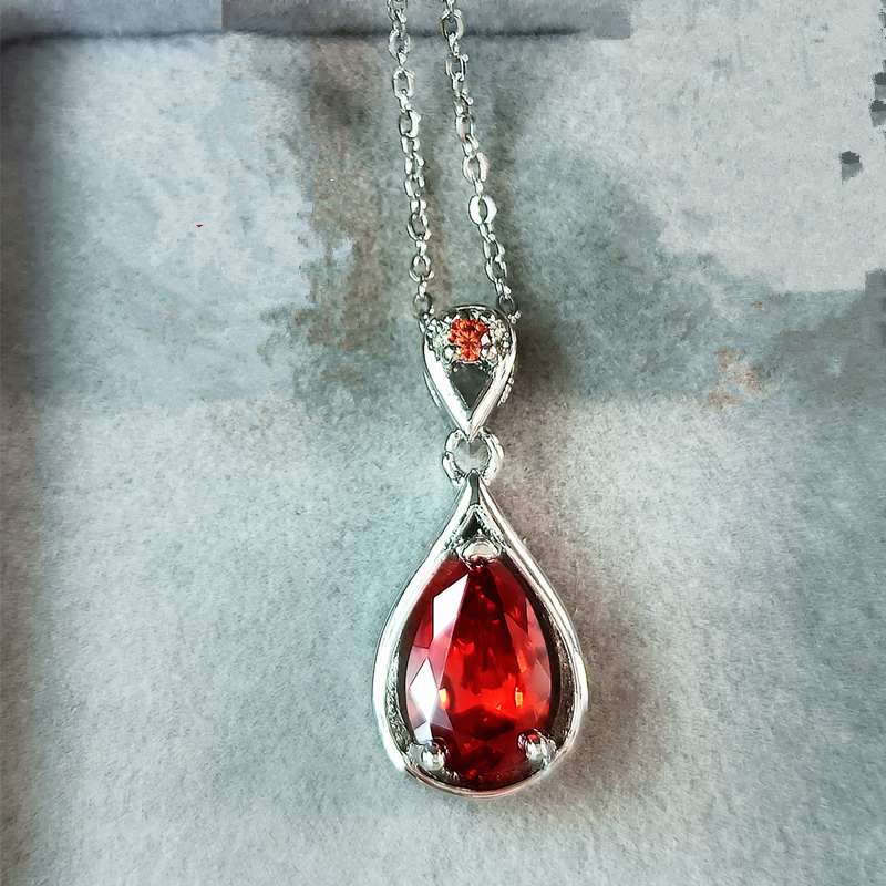 Cc Hanger Ketting Voor Vrouwen Zirkonia Glans Edelsteen Bruids Verlovingsfeest Accessoires Fijne Sieraden Met Ketting: Blue Zinc Plated