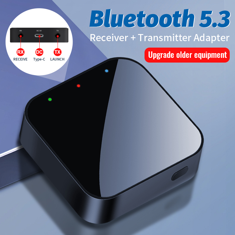 Bluetooth 5.3 Audio Transmitter and Receiver 2 In 1 Wireless 3.5mm Aux Audio Adapter Bluetooth Transmitter for TV Car Headphones