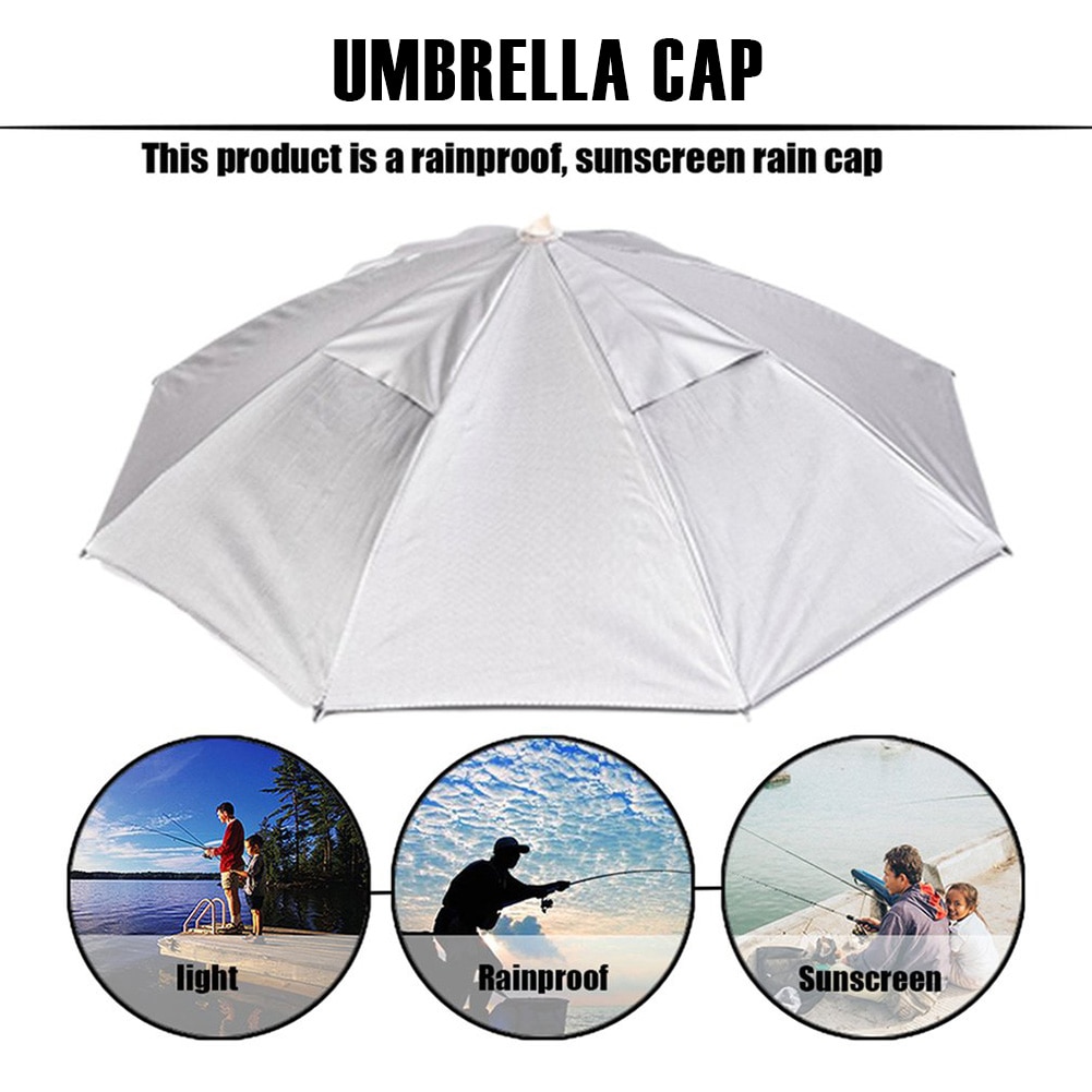25,5 "paraguas sombrero plegable cabeza sombrero con paraguas manos libres sombrilla de protección solar para senderismo Camping pesca deporte al aire libre