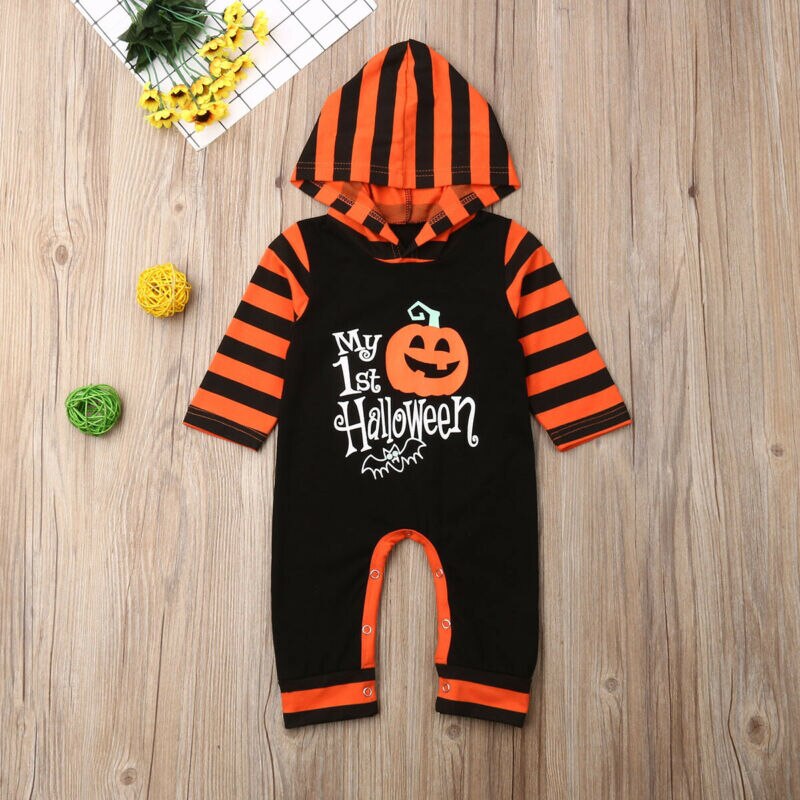 Pudcoco nueva Halloween recién nacido GIirls niños calabaza capucha Romper ropa de mono de combinación