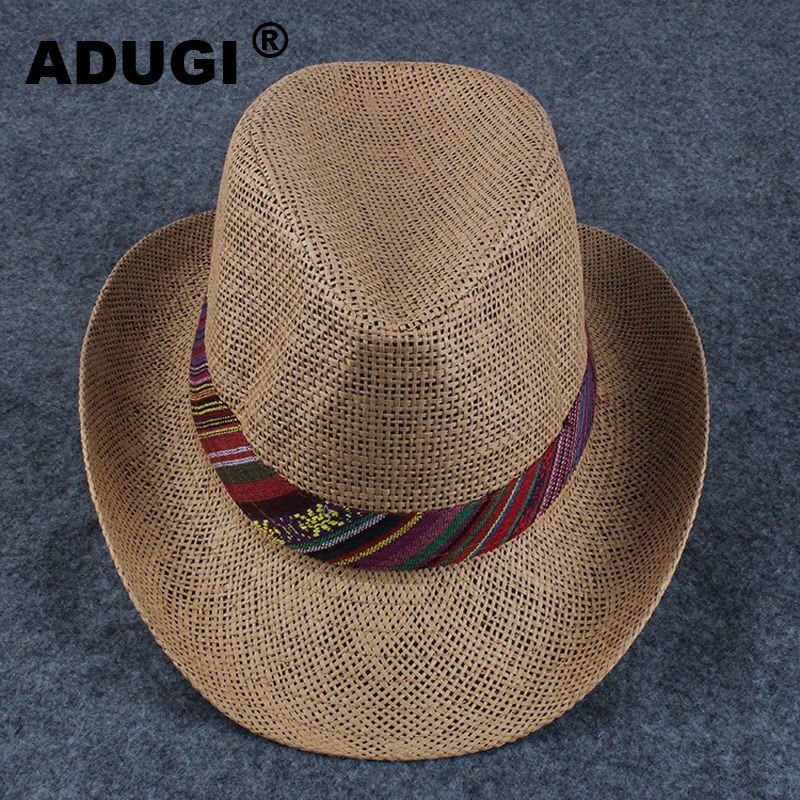 ADUGI Cowboy Hütte Männlichen Einfarbig Atmungsaktive Sommer Schatten Männlichen Hütte Rolle Entlang Cowboy Hütte Sonnencreme Sonnenhut Strand Hütte männlich Hütte: dunkel beige