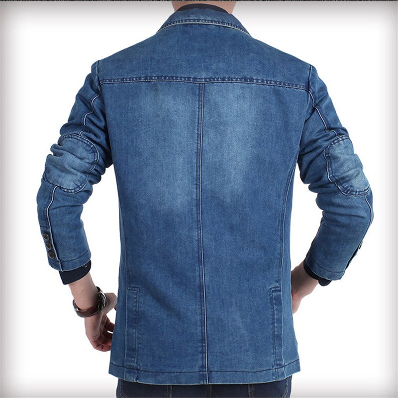 ICPANS Autumn Winter Blazer Men Cotton Denim Smart Casual Men Jacket Slim Fit Suits Brand Clothing Plus Size M-XXXL Clothes