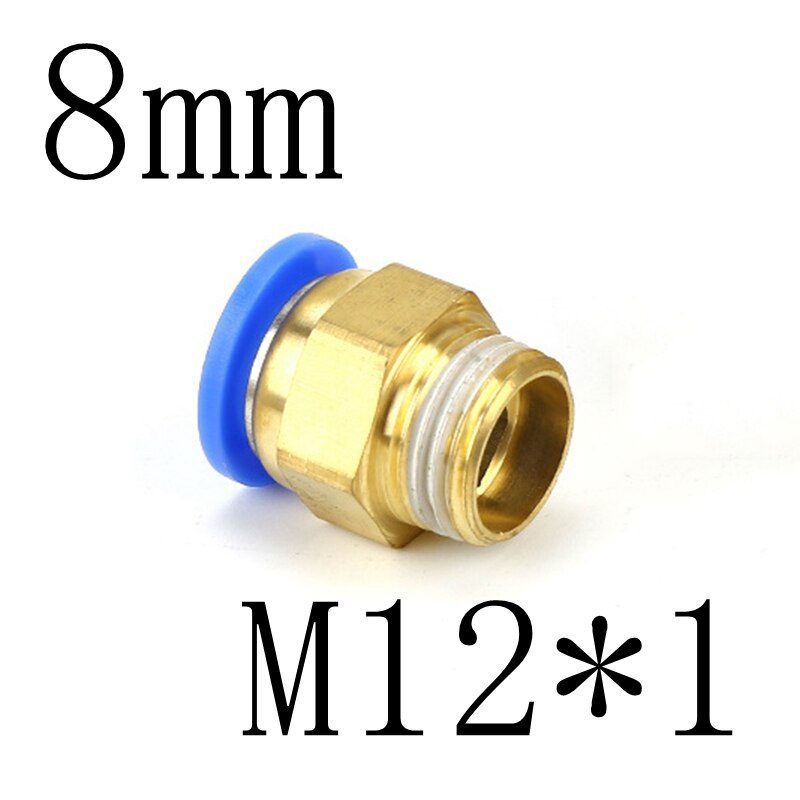 8mm Tube To M5 M6 M8 M10 M12 M14 M16 M20 Male Thread Straight One Touch Air Pneumatic Push In Pipe Fitting Quick Connector: PC8-M12x1