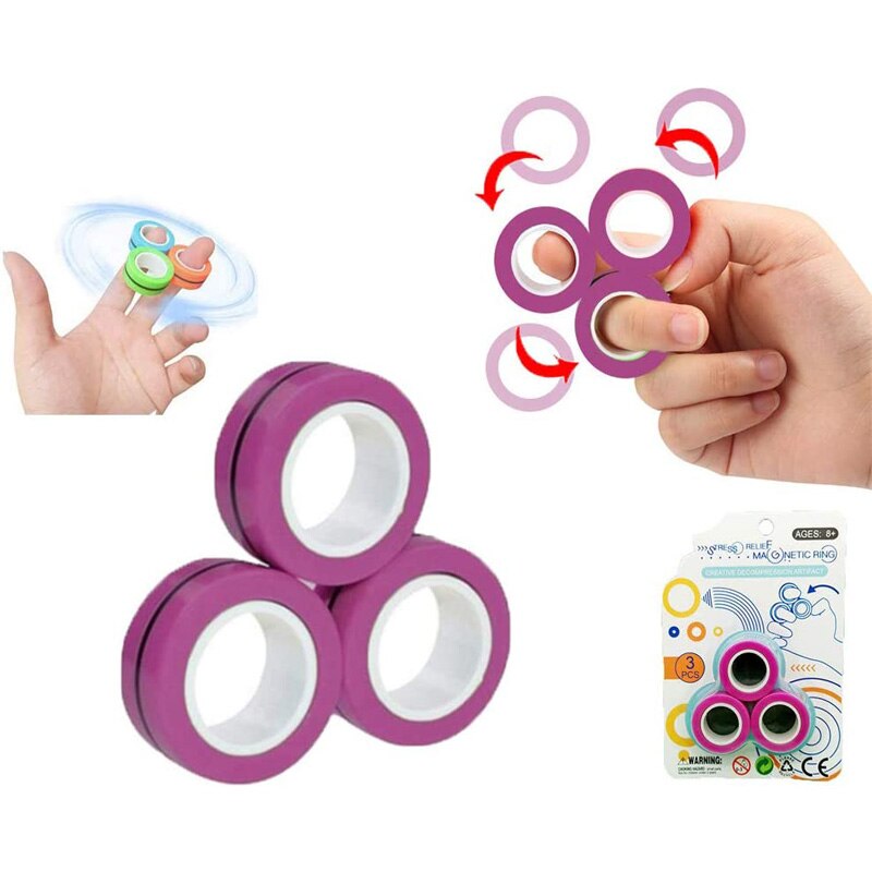 Anti-Stress Magnetische Ringen Fidget Unzip Speelgoed Magic Ring Props Gereedschap Kinderen Magnetische Ring Vinger Spinner Ring Volwassen Speelgoed