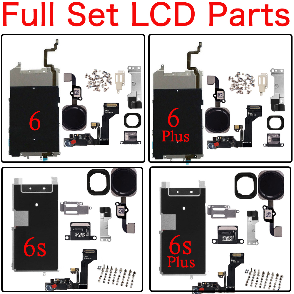 Full Set LCD Parts For iPhone 6 6s Plus Front Camera Home Button With Screw Ear Speaker Replacement