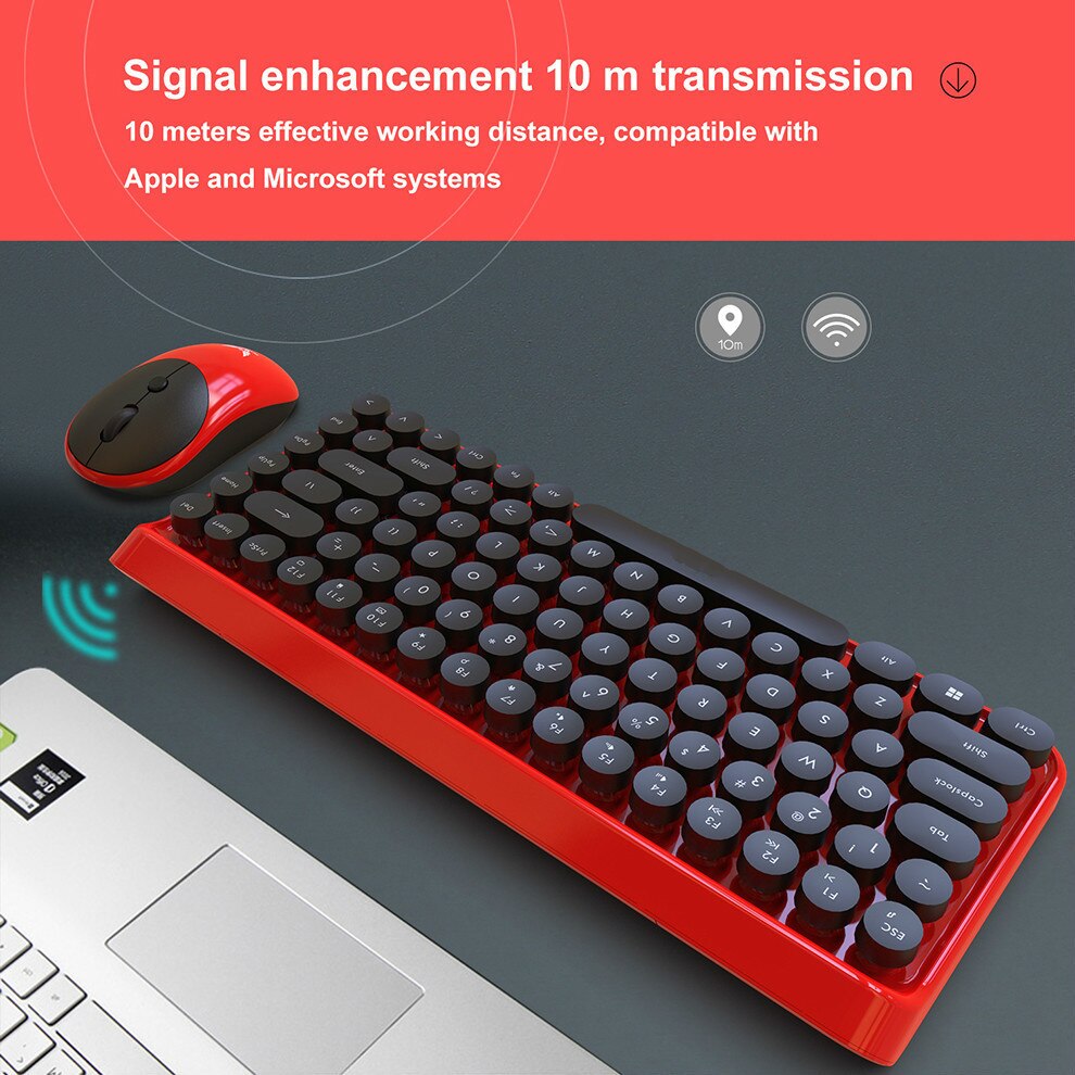 Jelly Comb 2.4G Wireless Keyboard & Mouse for Games Office Keyboard & Mouse Set Portable USB Keyboard for Laptop PC Computer