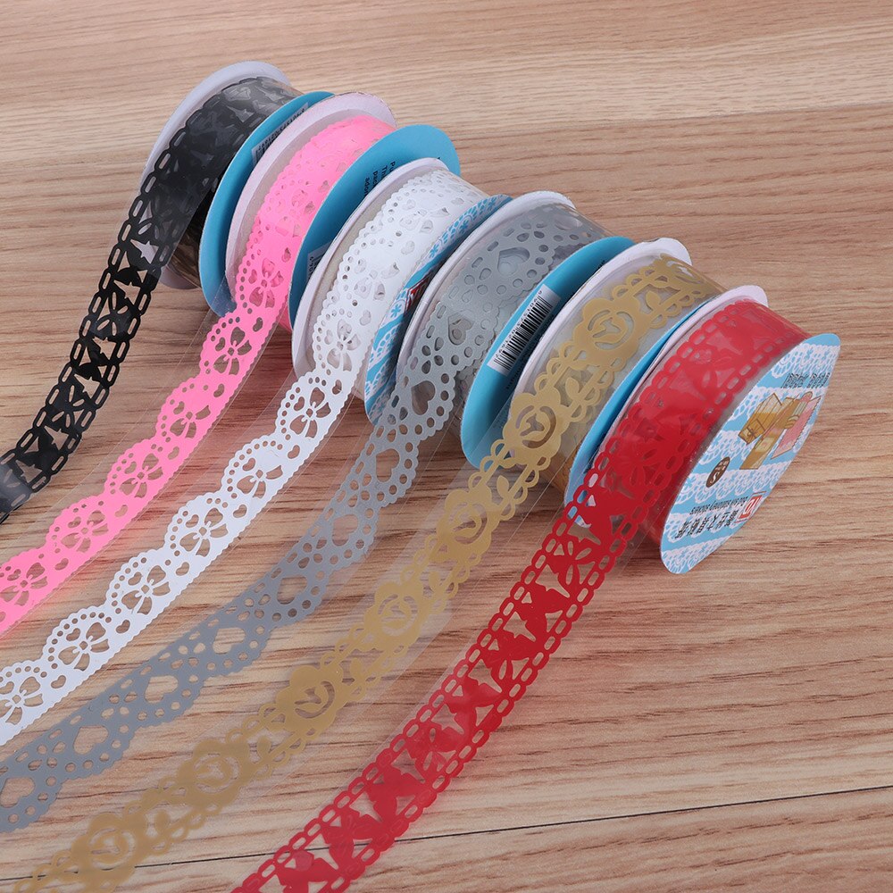 1Roll Bling PP Flower Masking Tape Sticky Paper Lace Ribbon Roll Self Adhesive Scrapbooking Sticker Album Decorative DIY Crafts