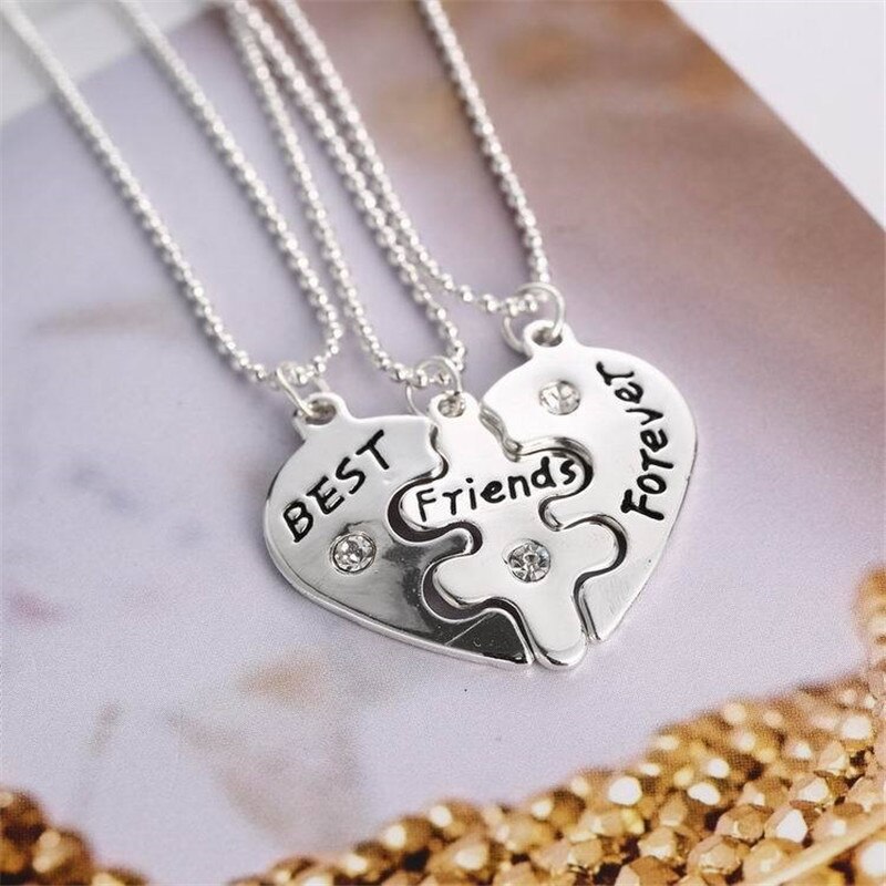 de Navidad, Collar con estilo BFF, 3 uds., collares de mejores amigos para siempre, Collar de amistad, abalorio colgante de corazón,
