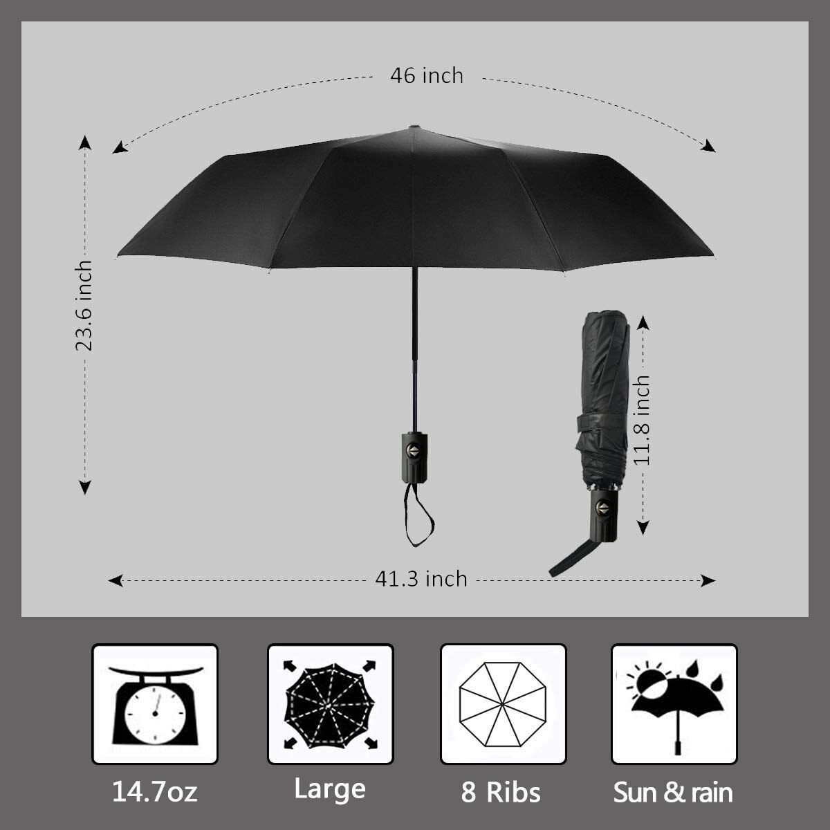 Nyeste kompakte folde paraply vindtæt rejse paraply sort lim anti uv belægning til kvinder mænd auto åben luk