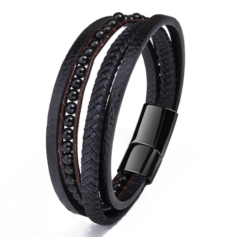 2022 Punk Lederen Armband Mannen Classic Multi Layer Magnetische Gesp Lederen Armband Voor Mannen Sieraden: 5