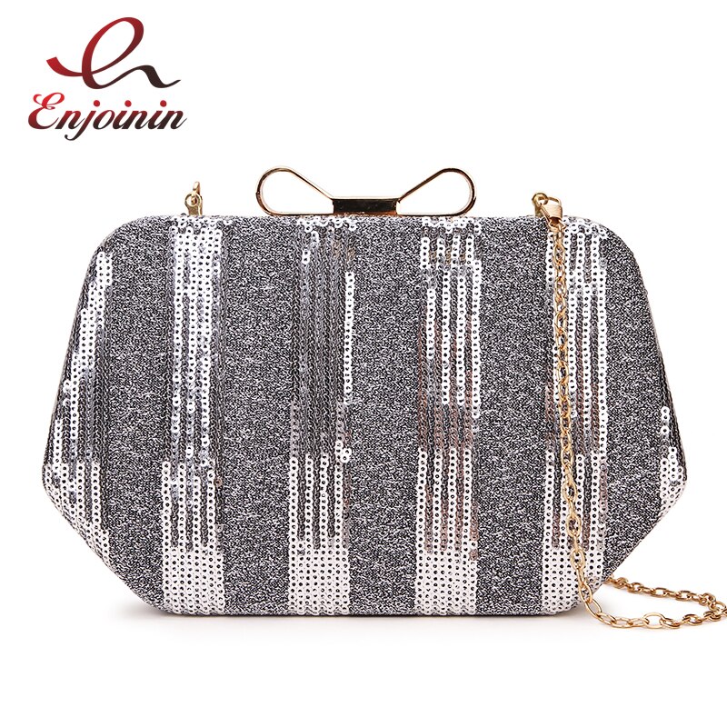 Luksus sommerfuglspenne kvinner paljetter stripete vesker og vesker fest bryllup clutch bag skulder kjede bag mini bolsa