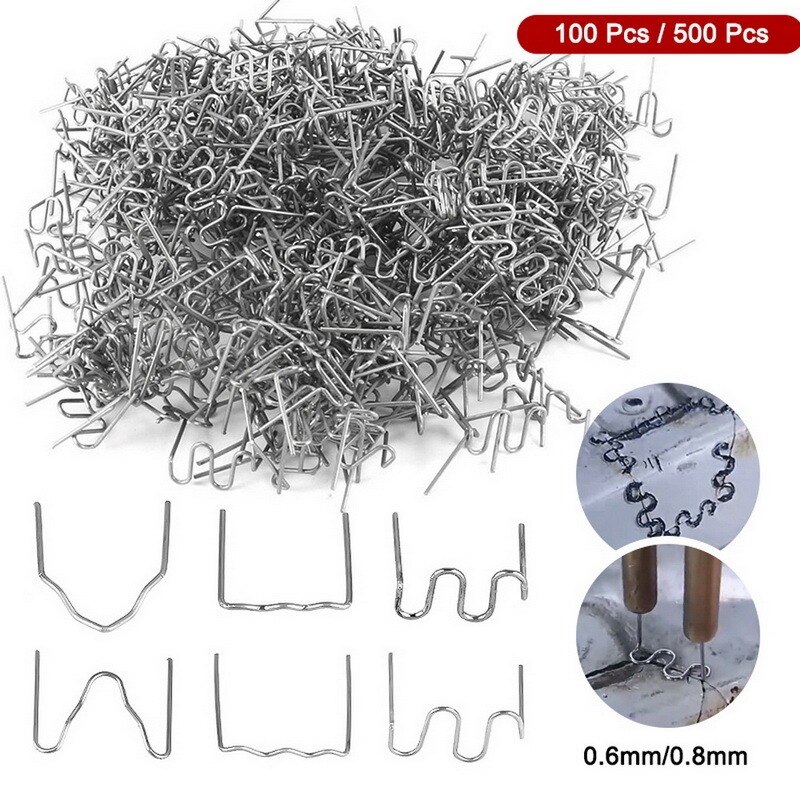 100/500Pcs Nietmachine Plastic Reparatie Standaard Pre Cut Wave Nietjes Bumper Carrosserie Reparaties 0.8Mm Wave Nietjes rvs