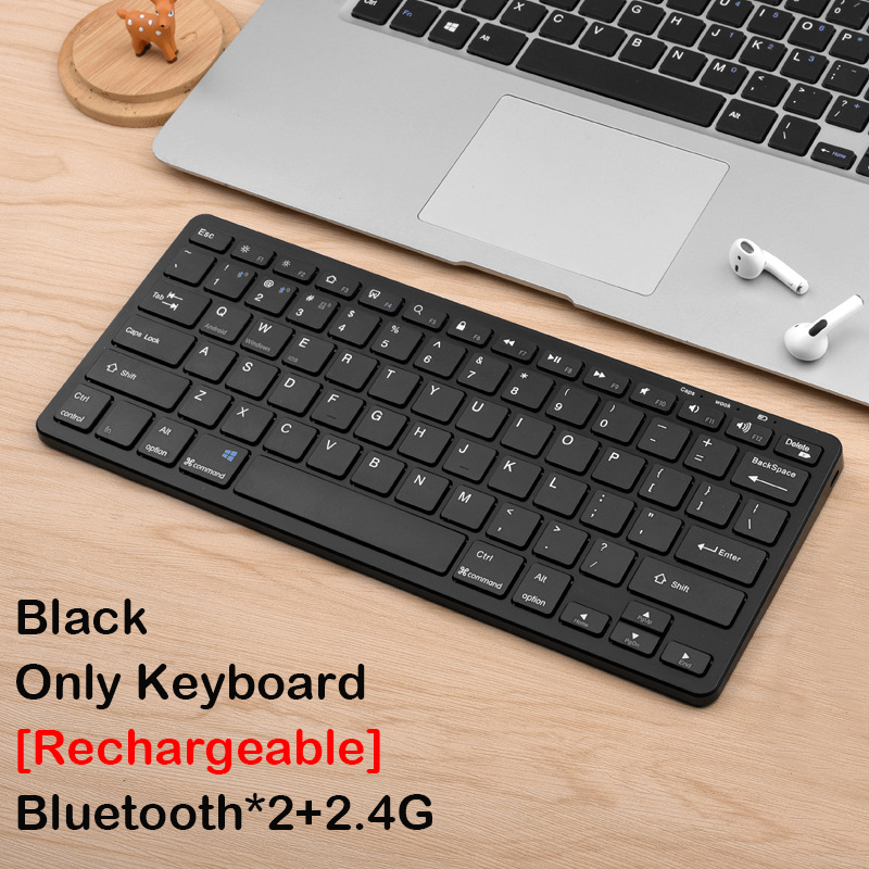 Bezprzewodowa klawiatura Bluetooth 2.4G z funkcją ładowania Mysz USB 78 klawiszy Przenośna klawiatura i mysz optyczna do laptopa PC: Cyny