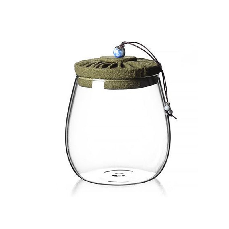 1000ml Glass Food Storage Jars, Borosilicate Glass Containers with Cloth Lid, Kitchen Storage Container, Glass Canister Set: Green