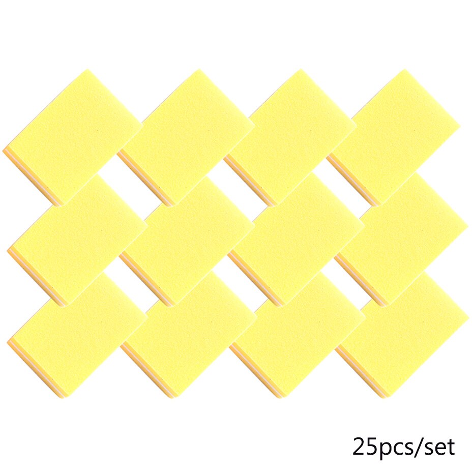 Esponjas para uñas, limas de uñas de doble cara, 25/50 de grano, Mini bloques de pulido para pedicura, herramientas de lijado, manicura #100/180-1, 1824 Uds.: 25pcs-Yellow