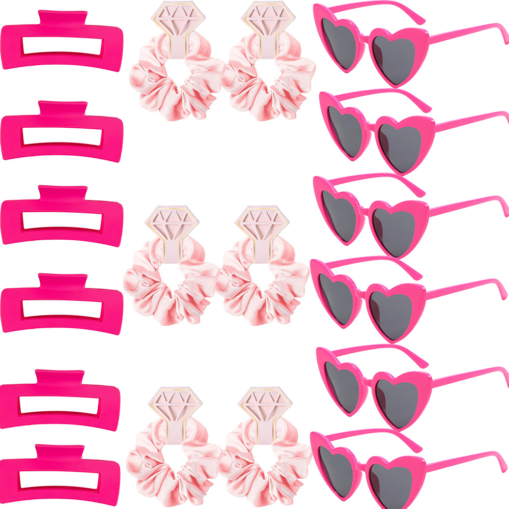 6/8 setzt Brautjungfer Herzform Sonnenbrille Haargummis Scrunchies Haarspangen Bachelorette Hochzeit Brautparty Gastgeschenk Vorschlag: dunkel khaki
