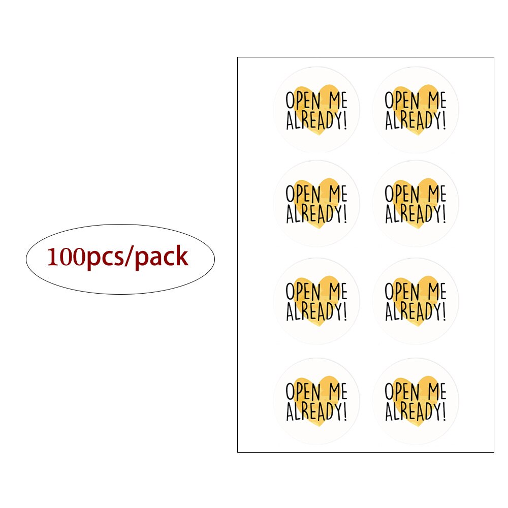 500Pcs/Roll Open Me Already Stickers Round Labels Thanks Your Order Package Decoration Envelope Sealing Stationery Sticker: 100pcs-1inch