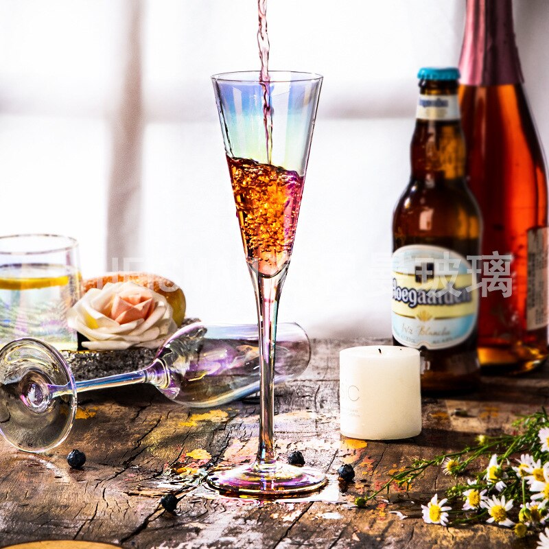 Farverige høje krystal champagneglas western restaurant champagneglas vinglas cocktailglas
