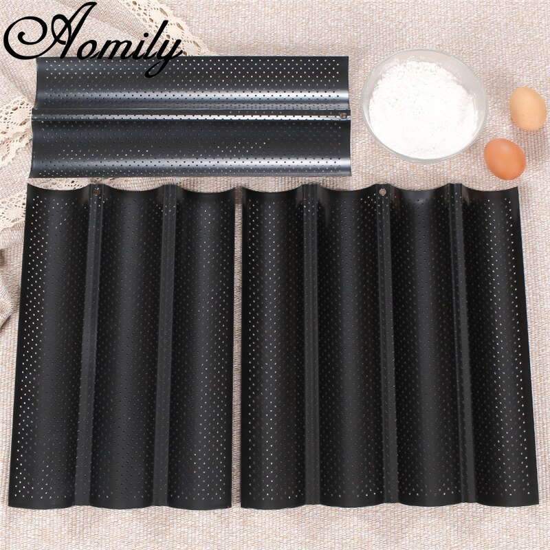Amoliy French Stick Mould Carbon Steel 2/3/4 Groove Long Baguette Bread Baking Tray Mold Baguette Bake Mold Pan Bakery Tools