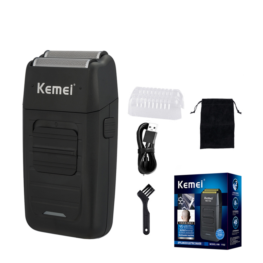 Kemei 1102 Electric Shaver Men Electric Razor Rechargeable Floating Beard Shaver Hair Trimmer Face Care Shaving Machine: Gold