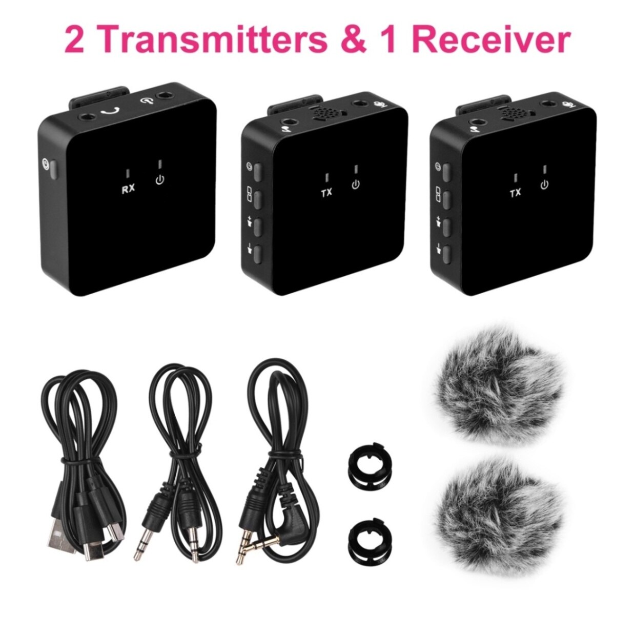 UHF Wireless Lavalier Microphone with Transmitter &amp; Receiver Clip-on Rechargeable Mic for Interview Live Show Vlog Shooting: Type  2