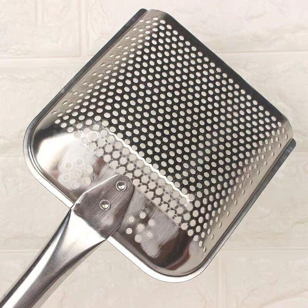 Rvs Lange Houten Handvat Afvoer Schop Verdikking Koken Spatel Turner Gebakken Vis Brood Vlees Klem Spade Kitchen Tools