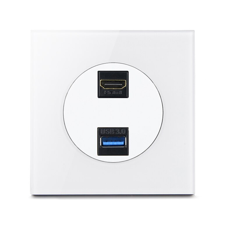 Atlectric 1 2 3 4 gäng 1 2 -vägs hem strömlampa strömbrytare på/av-knapp strömbrytare lampa ljus usb eu fr frankrike uttag glaspanel: Hdmi usb-information