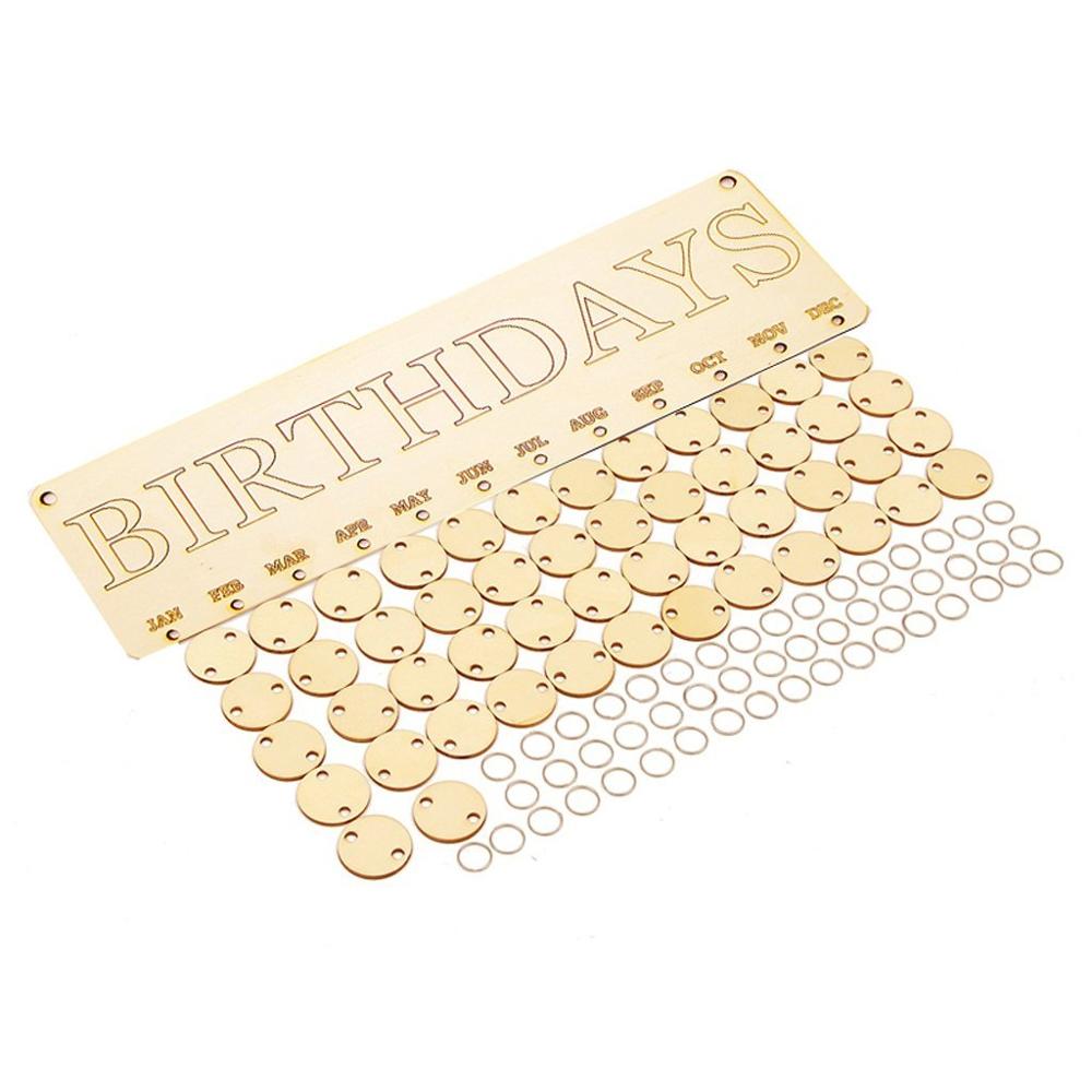 Wooden Birthday Reminder Calendar Wall Hanging DIY Craft Plaque Board Party Event Celebration Decoration for Family Friend