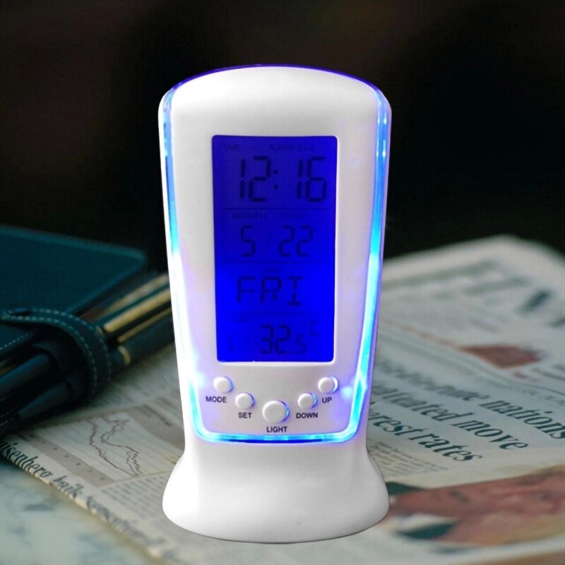 Creatieve Ledlcd Digitale Wekker Kalender Thermometer Met Blauwe Achtergrondverlichting Bureauklok Klok Despertador Home Decor