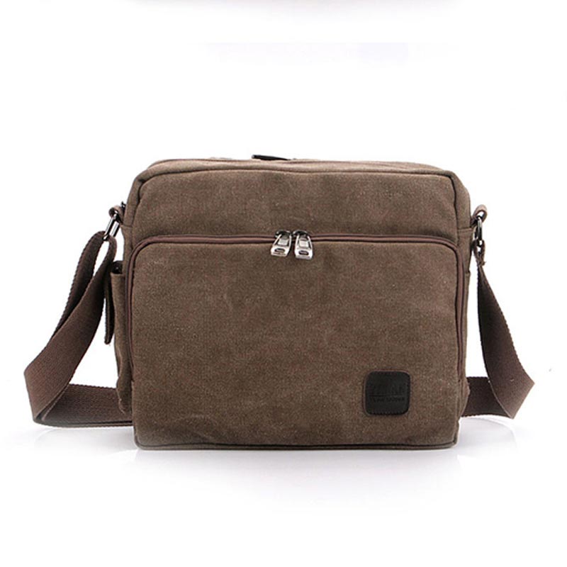 AUFUR Messenger Bag mannen Lederen Schoudertas Handtas Business Crossbody Tassen Voor Mannen Canvas Mannelijke Flap Reistas bolsa: Brown