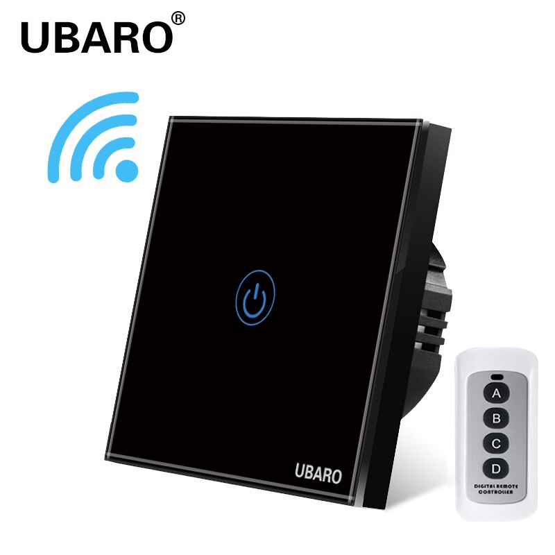 UBARO EU/UK Wireless Remote Control Touch Switch Crystal Glass Panel Remote Interruptor Liz Lichtschalter switches 1/2/3Gang: LG-BB1YX-YF