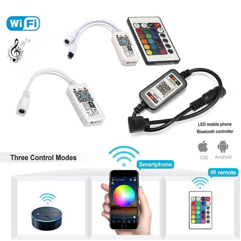 Controlador LED RGB mágico para hogar, con WIFI y Bluetooth, regulador RGBW DC5V 12V 24V IR RF, controlador LED para 3528 5050 WS2811 WS2812B Pixel tira LED