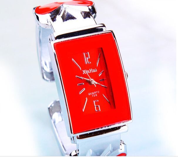 Mærke luksus fuld rustfrit stål armbånd ure kvinder dame armbånd kjole ur kvinde ure time relogio feminino: Rød