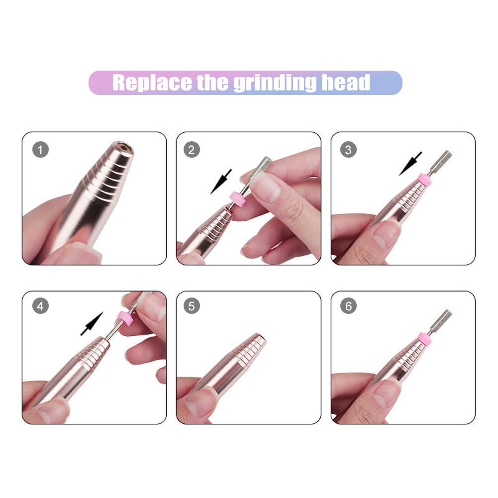 Draagbare nagelboormachine pen elektrische nagelboor bit nagelvijl manicure pedicureset slijper acryl gelnagels opruiming