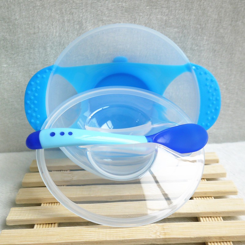Service Plate Tray Solid Feeding Baby Feeding Learning Dishes Bowl Dinnerware For Kids Eating Training Gyro Bowl: Blue