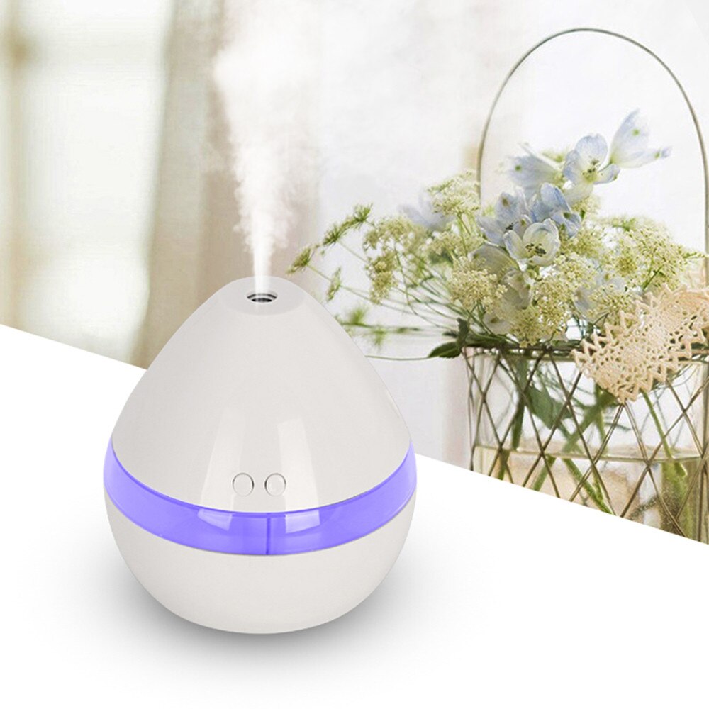 4 # Elektrische Luchtbevochtiger Essentiële Aroma Olie Diffuser Ultrasone Houtnerf Luchtbevochtiger Usb Mist Maker Led Licht Luchtbevochtiger: White