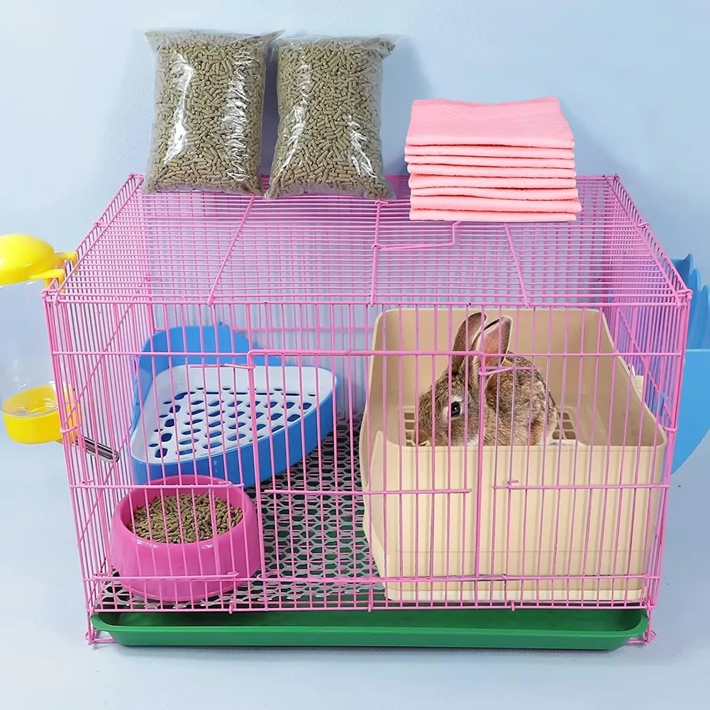 Lettiera per conigli extra large Toilette per coniglietto con cassetto 50 pellicole per toilette per animali domestici 25 Set per la pulizia del tampone per l'addestramento della toilette Piccola scatola per animali domestici