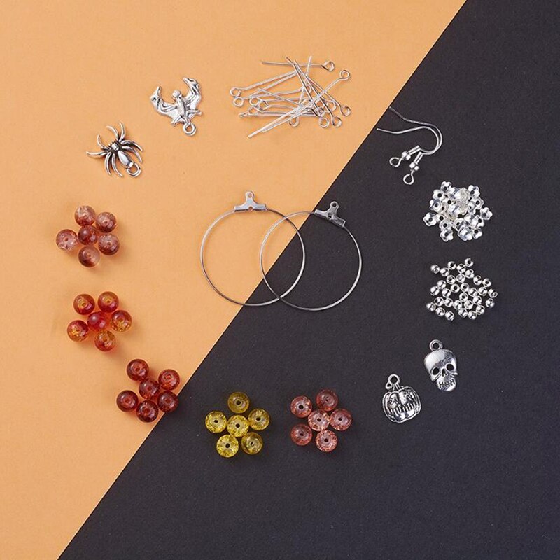 DIY Halloween Charm Dangle Earrings Making Kit Kidney Earwire Hoops