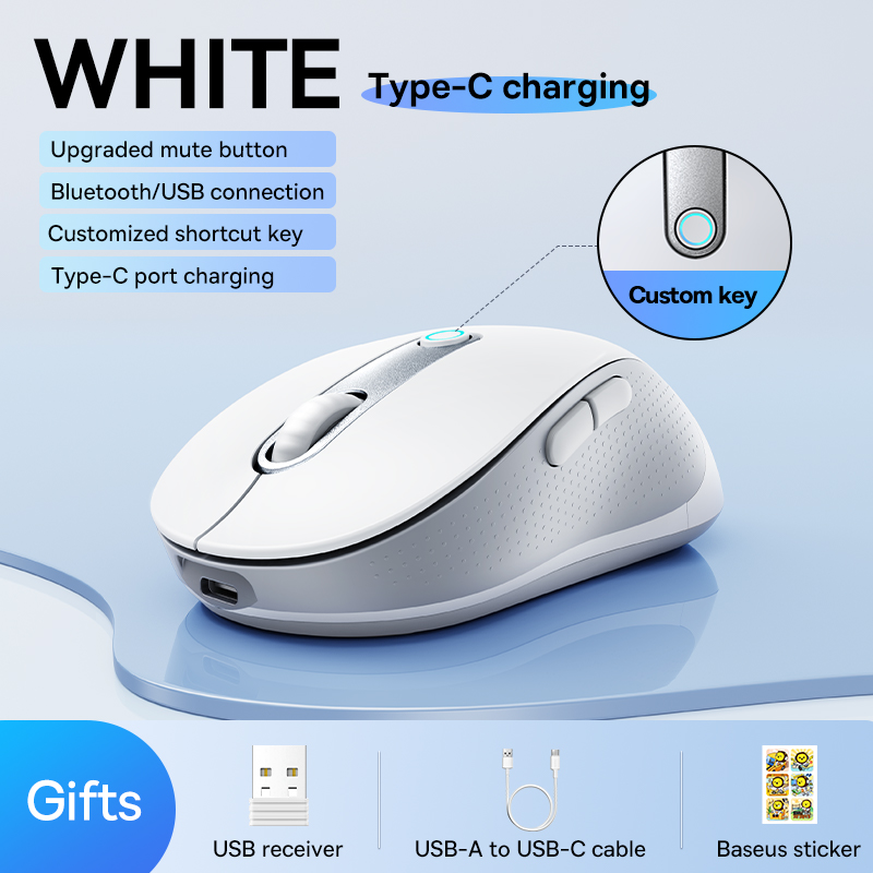 upgrade】Baseus oplaadbare draadloze muis Type-C Opladen Bluetooth 5.2 4000 DPI Computer Laptop Mute Muizen Ergonomische muis: Blauw