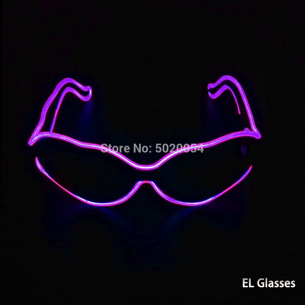 Gzyuchao  el 10 farver steady on el hjerte form briller blinkende belysning neon briller halloween nat glød solbriller: Lilla