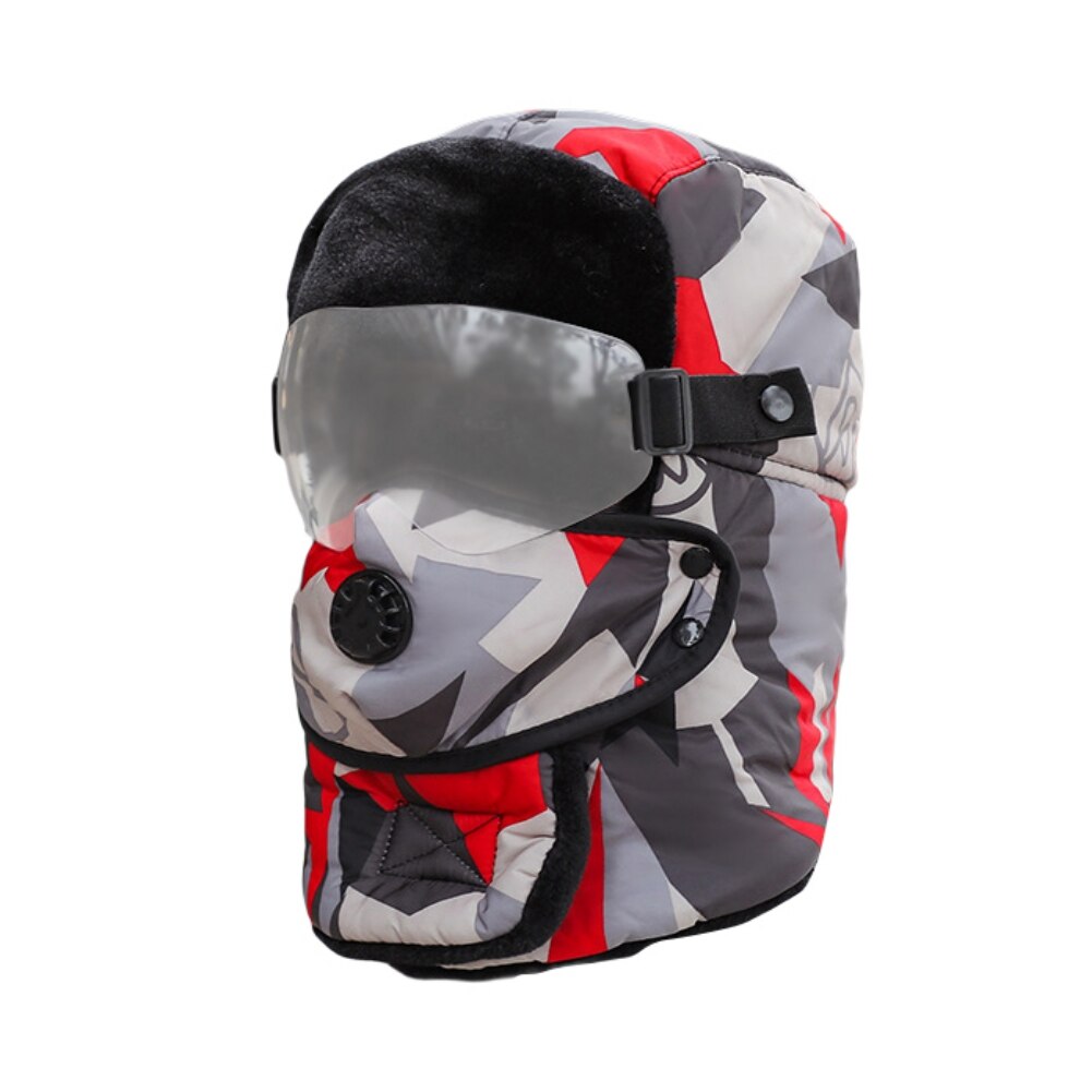 Winter Skiing Warm Hat Outdoor Winter Hiking Cycling Ski Hats Men Women Skiing Waterproof Hood Hat With Glasses Cap Balaclava
