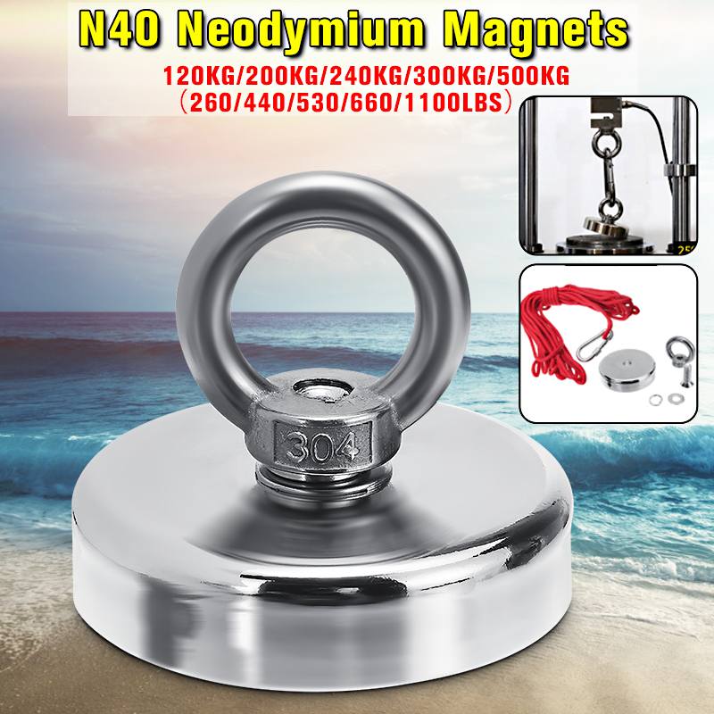35-600KG Super Strong Magnet Pot Fishing Magnets Salvage Fishing Hook Magnets Strongest Permanent Powerful Magnetic + 10M Rope